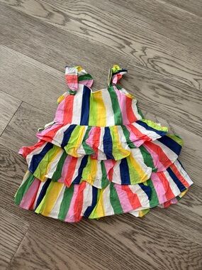 Janie and Jack Multi-Color Striped Ruffle Dress